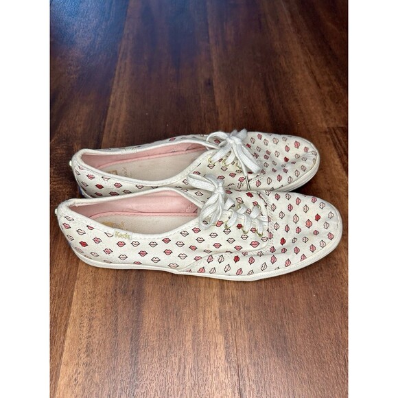 Keds for Kate Spade Lips Pink Red Pattern Sneakers Size 8.5 GUC! - Picture 2 of 7